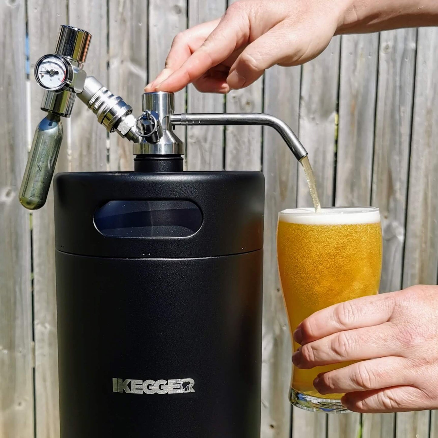 beer kegger pouring with a button press